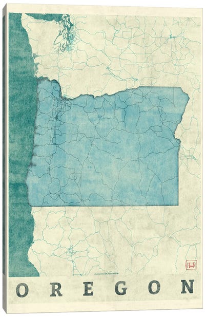 Oregon Map Canvas Art Print - Hubert Roguski