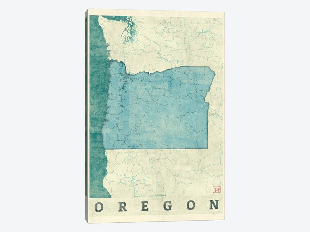 Oregon Map by Hubert Roguski 1-piece Canvas Art Print