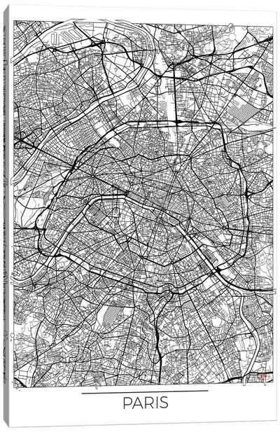 Paris Minimal Urban Blueprint Map Canvas Art Print - Paris Maps