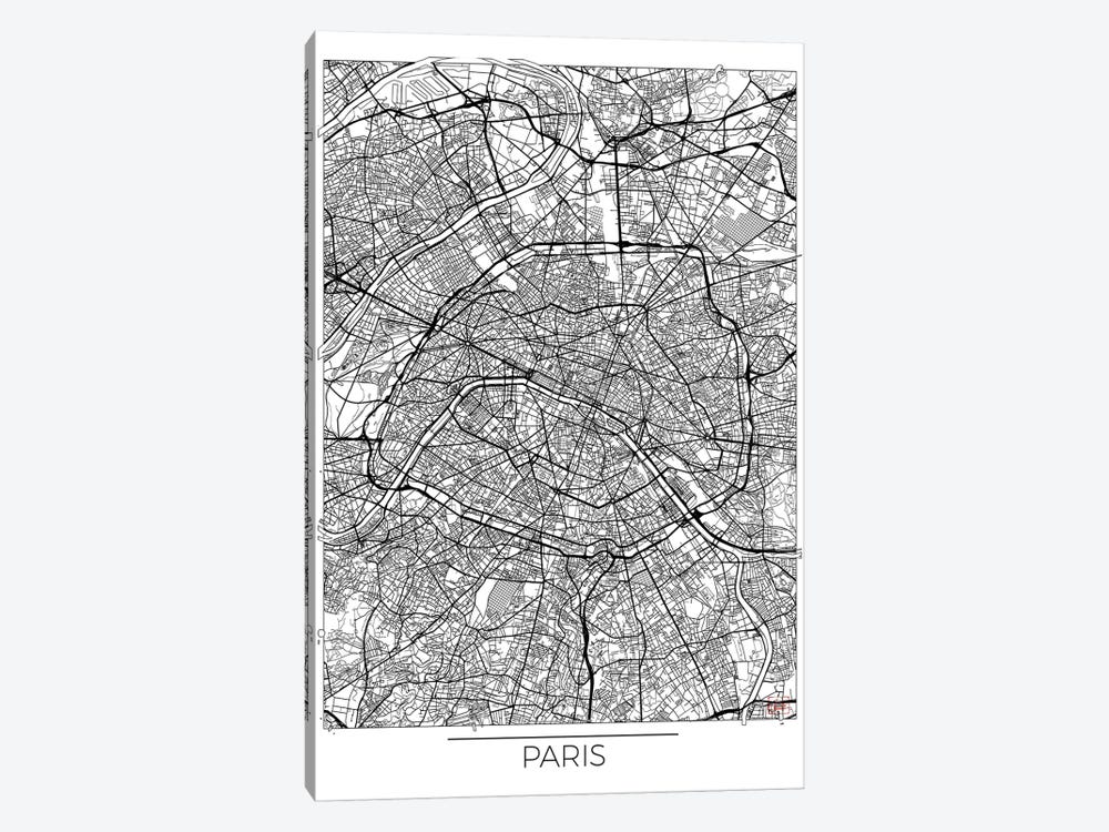 Paris Minimal Urban Blueprint Map by Hubert Roguski 1-piece Art Print