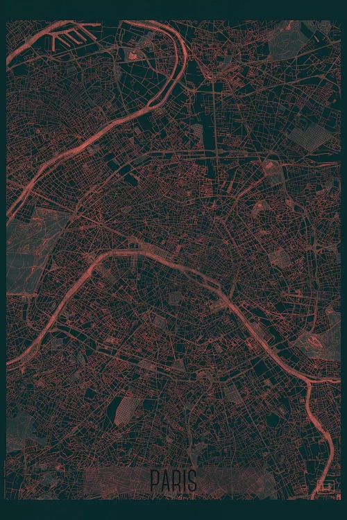 Paris Infrared Urban Blueprint Map