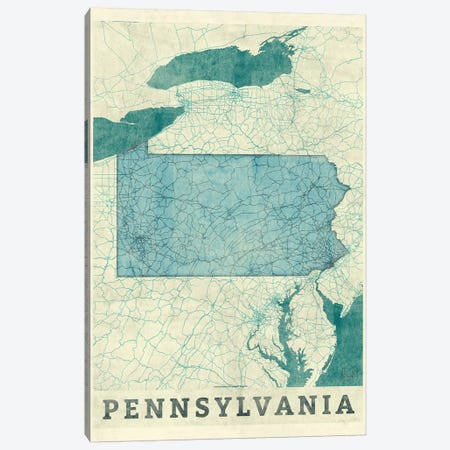 Pennsylvania Map Canvas Print #HUR290} by Hubert Roguski Canvas Print