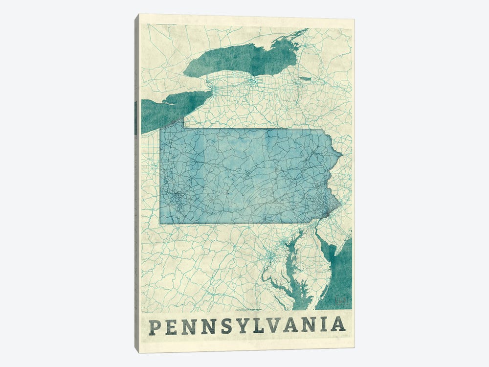 Pennsylvania Map by Hubert Roguski 1-piece Canvas Wall Art