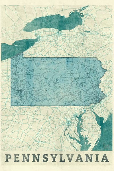Hubert Roguski: Pennsylvania Map by Hubert Roguski