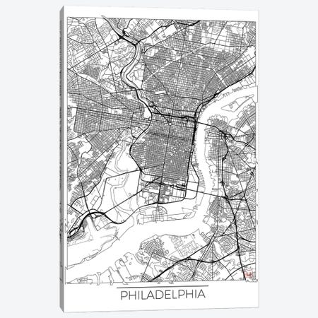 Philadelphia Minimal Urban Blueprint Map Canvas Print #HUR292} by Hubert Roguski Art Print