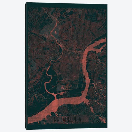 Philadelphia Infrared Urban Blueprint Map Canvas Print #HUR293} by Hubert Roguski Canvas Art Print