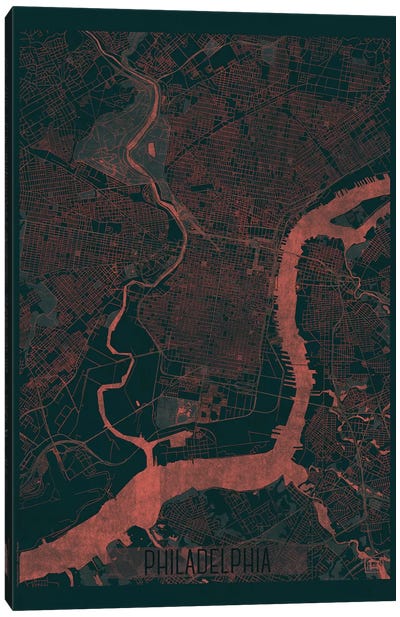 Philadelphia Infrared Urban Blueprint Map Canvas Art Print - Philadelphia Maps