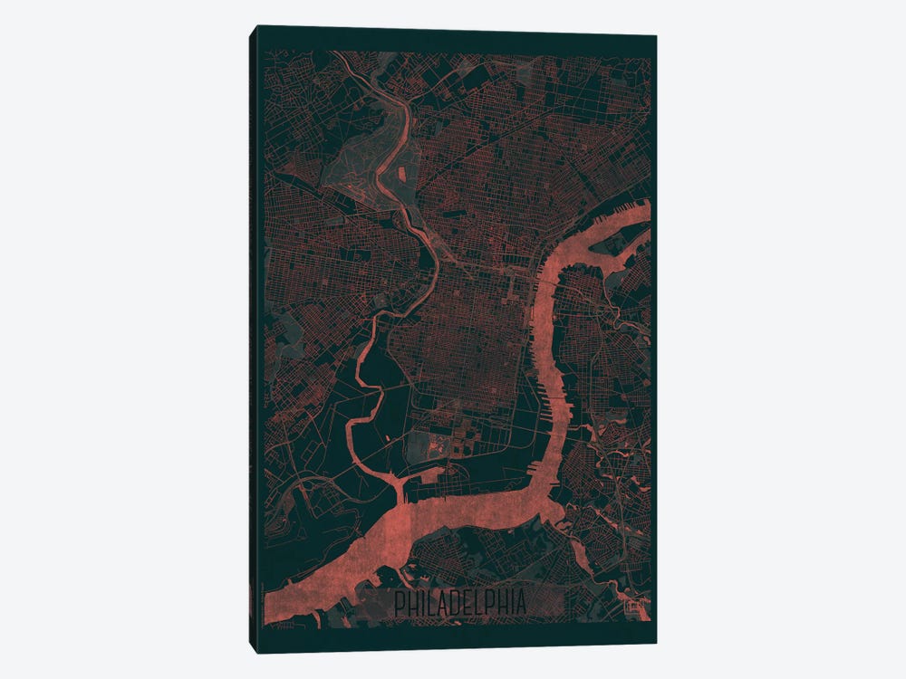 Philadelphia Infrared Urban Blueprint Map by Hubert Roguski 1-piece Art Print