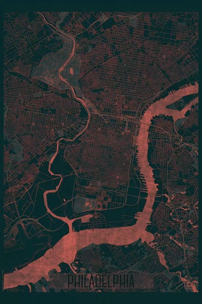 Pennsylvania: Philadelphia Infrared Urban Blueprint Map by Hubert Roguski