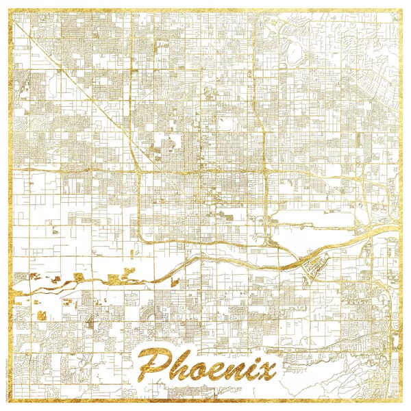 Arizona: Phoenix Gold Leaf Urban Blueprint Map by Hubert Roguski