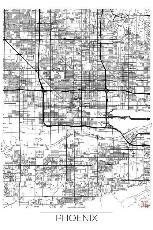 Phoenix Minimal Urban Blueprint Map by Hubert Roguski wall art