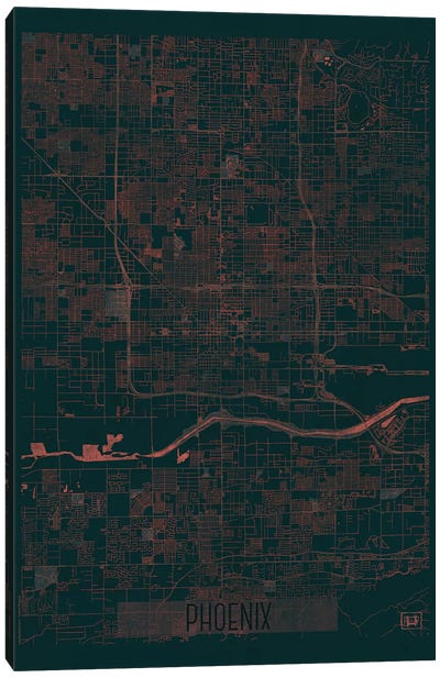 Phoenix Infrared Urban Blueprint Map Canvas Art Print - Phoenix