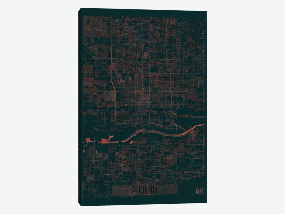Phoenix Infrared Urban Blueprint Map by Hubert Roguski 1-piece Canvas Wall Art