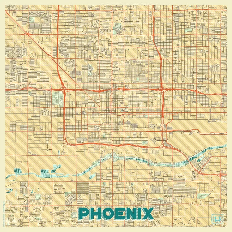 Phoenix Retro Urban Blueprint Map