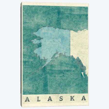Alaska Map Canvas Print #HUR2} by Hubert Roguski Canvas Artwork