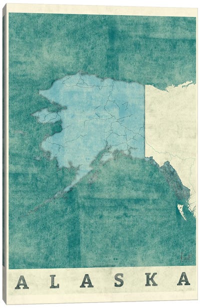 Alaska Map Canvas Art Print - Alaska Art