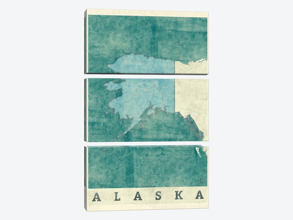 Alaska Map 3-piece Art Print