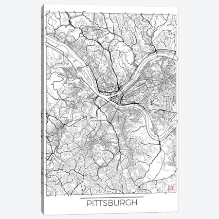 Pittsburgh Minimal Urban Blueprint Map Canvas Print #HUR302} by Hubert Roguski Canvas Art Print