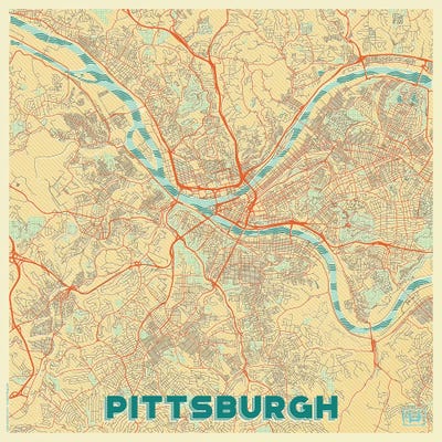 Pittsburgh Maps Canvas Prints  iCanvas