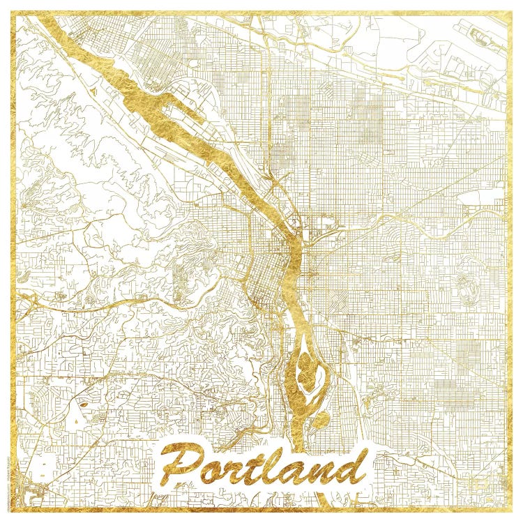 Portland Gold Leaf Urban Blueprint Map