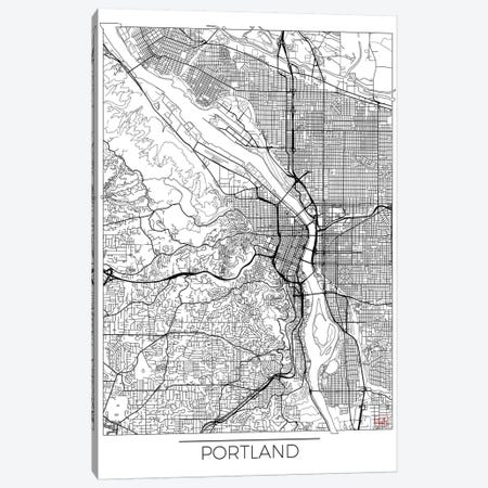 Portland Minimal Urban Blueprint Map Canvas Print #HUR307} by Hubert Roguski Canvas Artwork