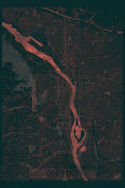 Portland: Portland Infrared Urban Blueprint Map by Hubert Roguski