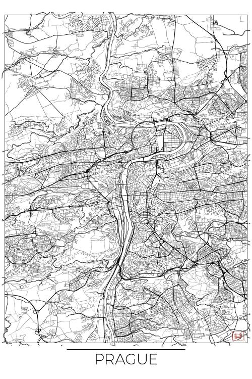 Prague Minimal Urban Blueprint Map