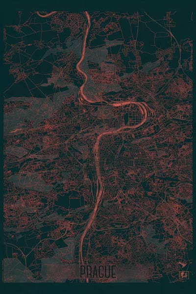 Prague Infrared Urban Blueprint Map