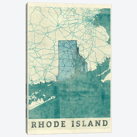 Rhode Island Map Canvas Print #HUR316} by Hubert Roguski Art Print