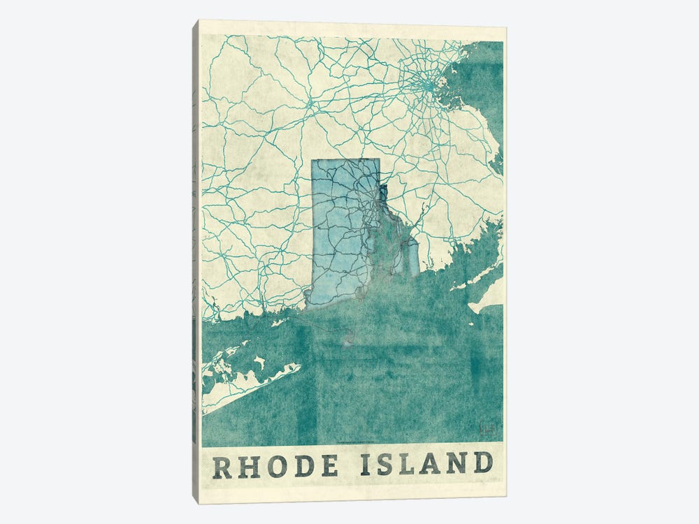 Rhode Island Map by Hubert Roguski 1-piece Canvas Art Print