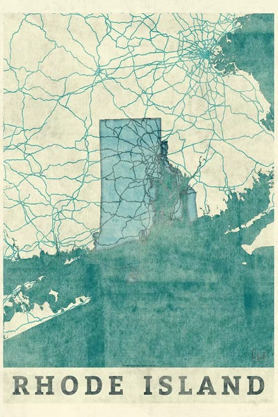 Hubert Roguski: Rhode Island Map by Hubert Roguski
