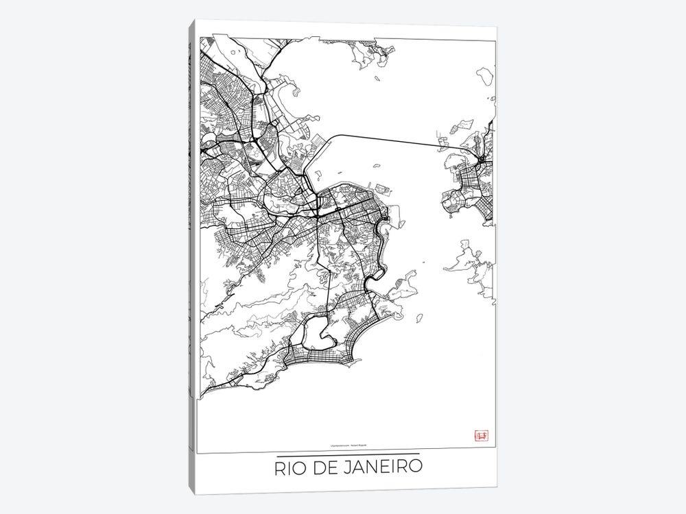 Rio De Janeiro Minimal Urban Blueprint Map by Hubert Roguski 1-piece Art Print
