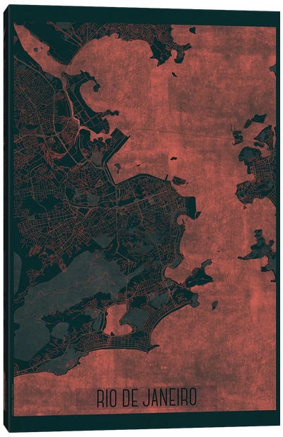 Rio De Janeiro Infrared Urban Blueprint Map Canvas Art Print - Hubert Roguski