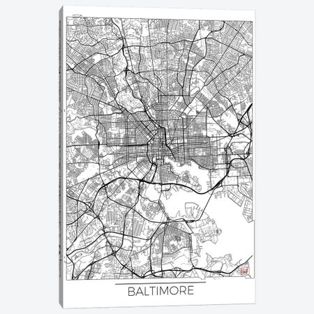 Baltimore Minimal Urban Blueprint Map Canvas Print #HUR31} by Hubert Roguski Canvas Artwork