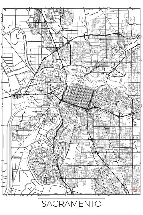 Sacramento Minimal Urban Blueprint Map