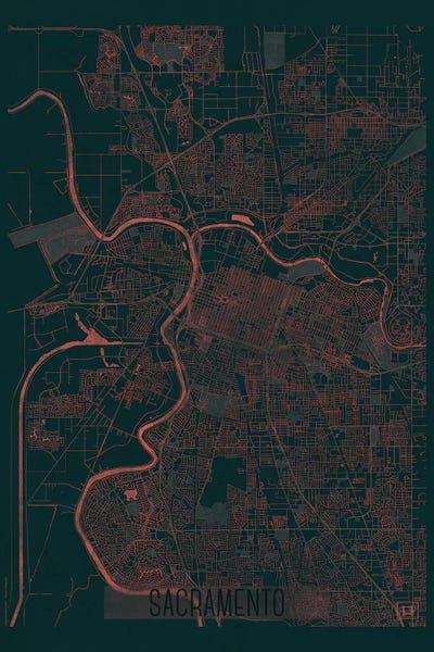 Hubert Roguski: Sacramento Infrared Urban Blueprint Map by Hubert Roguski