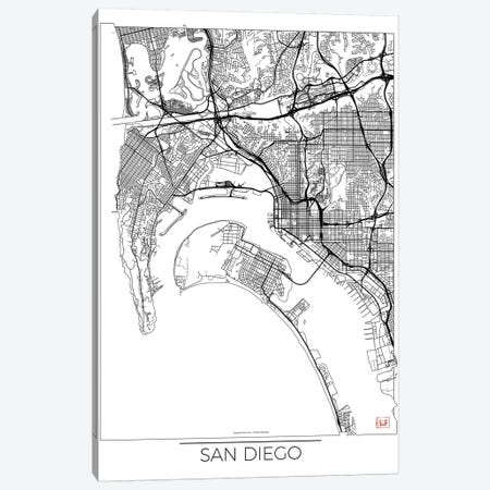 San Diego Minimal Urban Blueprint Map Canvas Print #HUR328} by Hubert Roguski Canvas Art Print