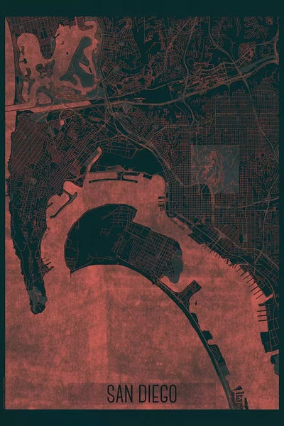 San Diego Maps: San Diego Infrared Urban Blueprint Map by Hubert Roguski