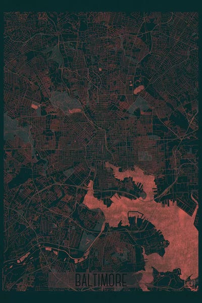 Hubert Roguski: Baltimore Infrared Urban Blueprint Map by Hubert Roguski