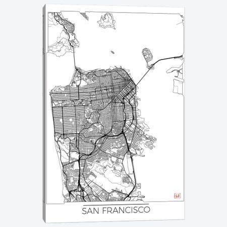 San Francisco Minimal Urban Blueprint Map Canvas Print #HUR333} by Hubert Roguski Canvas Art