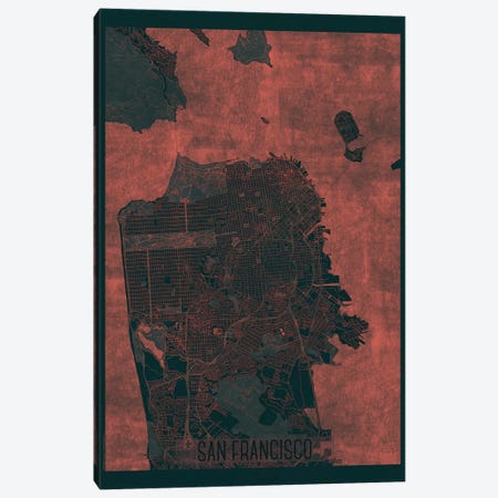 San Francisco Infrared Urban Blueprint Map Canvas Print #HUR334} by Hubert Roguski Canvas Art Print