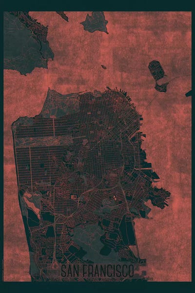 San Francisco Maps: San Francisco Infrared Urban Blueprint Map by Hubert Roguski