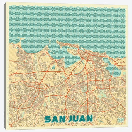 San Juan Retro Urban Blueprint Map Canvas Print #HUR340} by Hubert Roguski Canvas Art Print