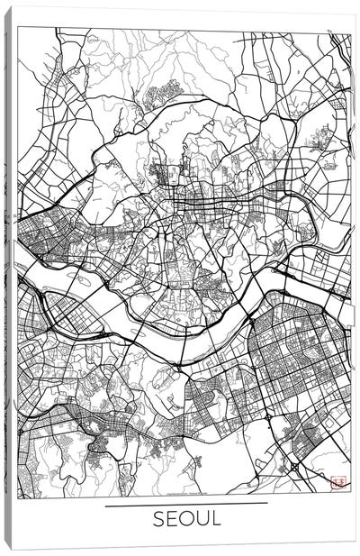 Seoul Minimal Urban Blueprint Map Canvas Art Print - Seoul