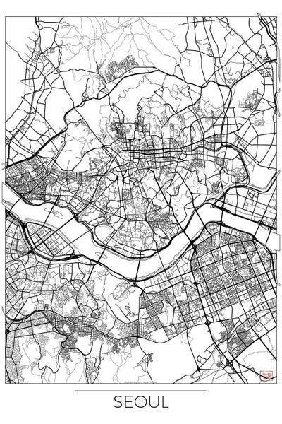 South Korea: Seoul Minimal Urban Blueprint Map by Hubert Roguski