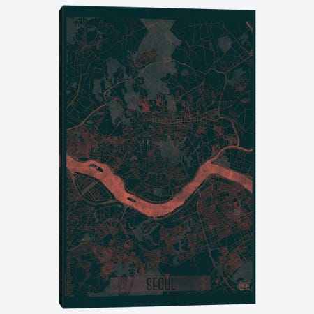 Seoul Infrared Urban Blueprint Map Canvas Print #HUR349} by Hubert Roguski Canvas Art Print