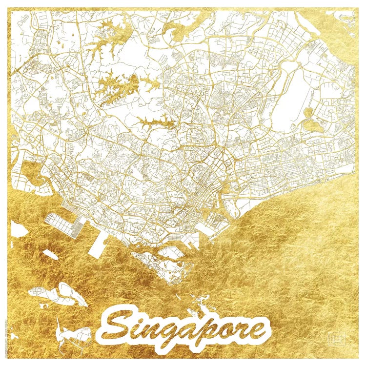 Singapore Gold Leaf Urban Blueprint Map