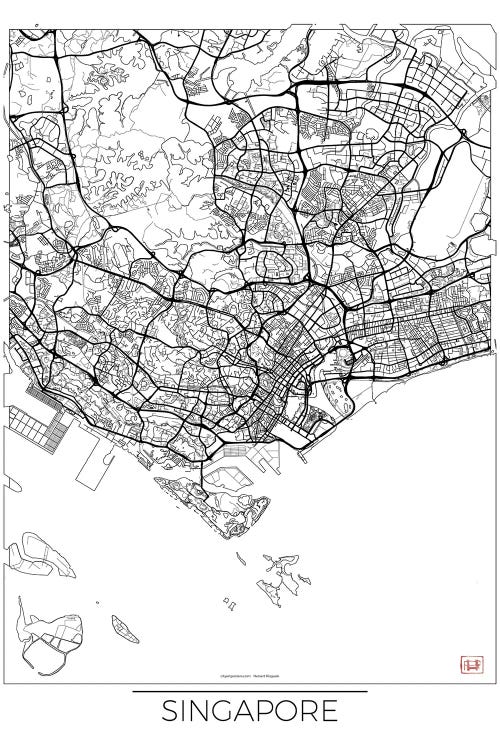 Singapore Minimal Urban Blueprint Map