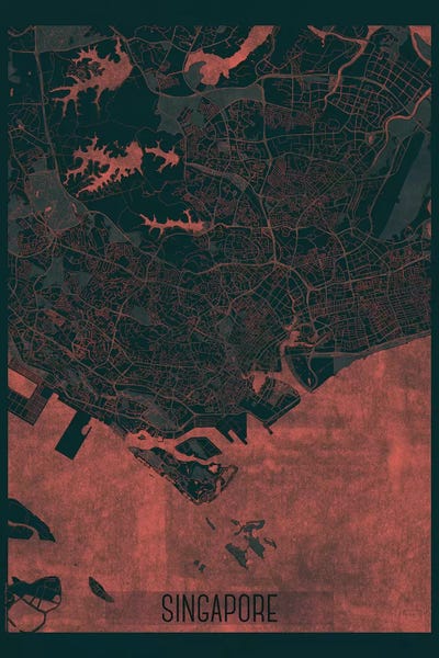Singapore Infrared Urban Blueprint Map by Hubert Roguski canvas print