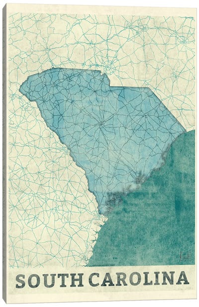 South Carolina Map Canvas Art Print - South Carolina Art